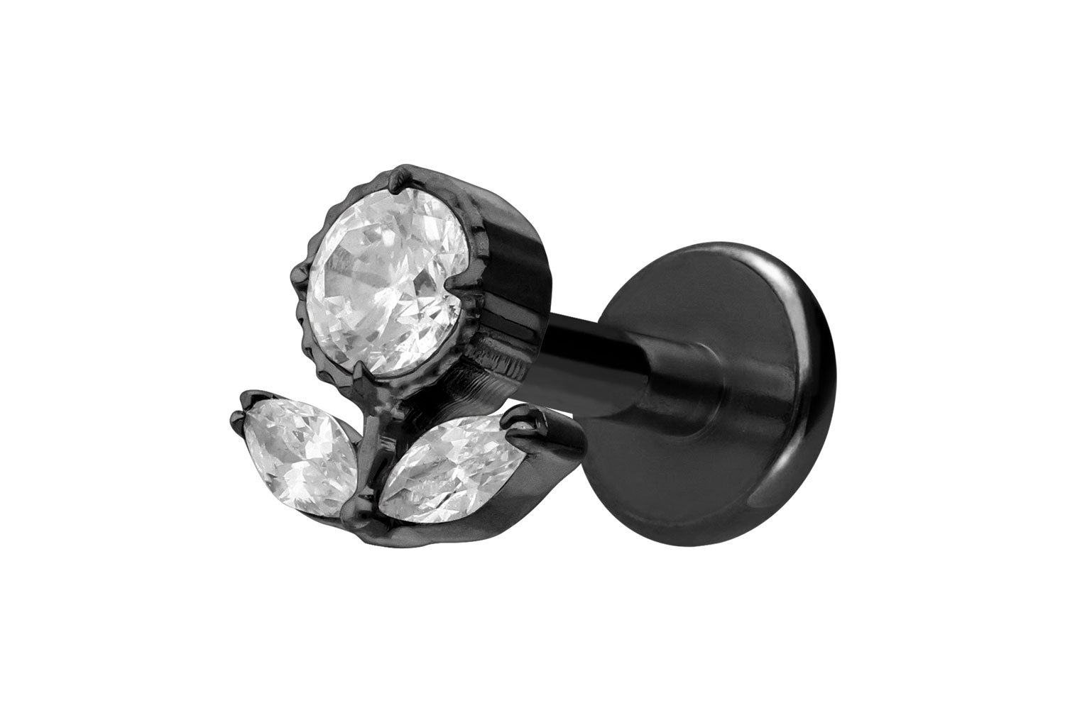 Titan Labret Piercing mit Innengewinde KRISTALLBLUME
